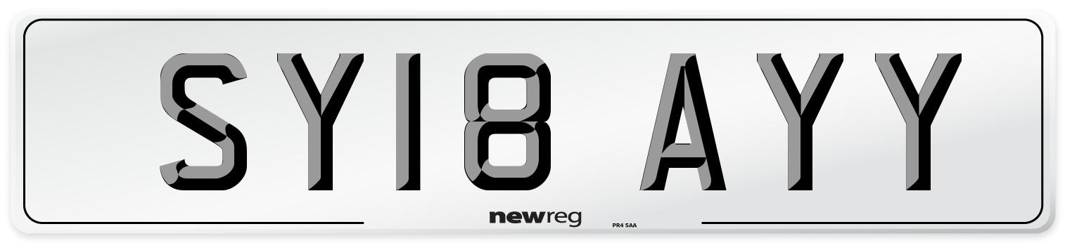 SY18 AYY Number Plate from New Reg